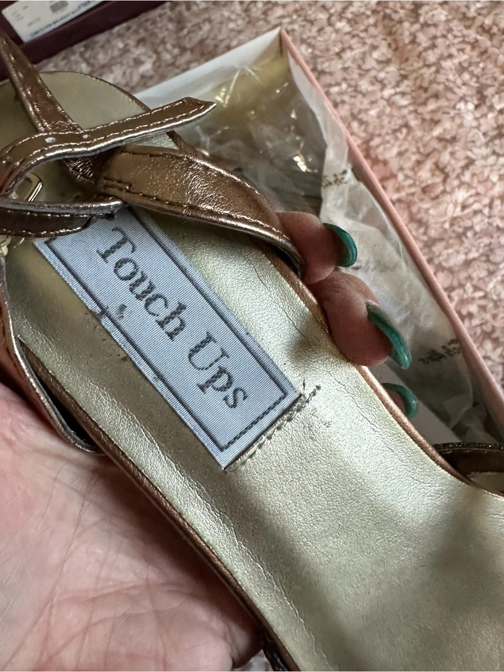 Touch Ups Bronze Glitter Strappy Heel Sandals